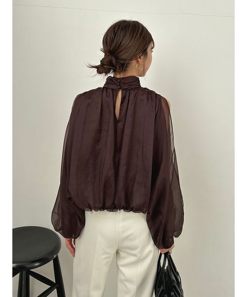 SNIDEL（スナイデル）の「スリットスリーブブラウス（シャツ/ブラウス・レディース・ブラウン/ミント/アイボリー・F）」の4枚目の写真