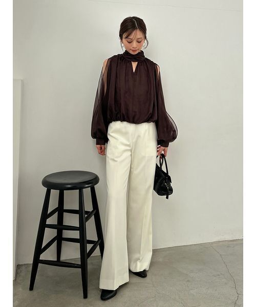 SNIDEL（スナイデル）の「スリットスリーブブラウス（シャツ/ブラウス・レディース・ブラウン/ミント/アイボリー・F）」の5枚目の写真