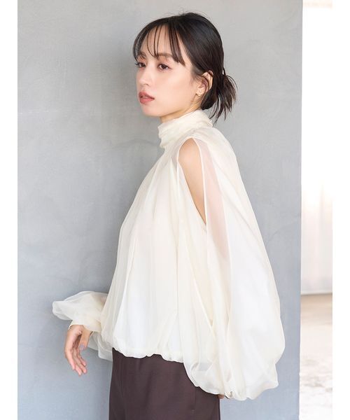 SNIDEL（スナイデル）の「スリットスリーブブラウス（シャツ/ブラウス・レディース・ブラウン/ミント/アイボリー・F）」の8枚目の写真