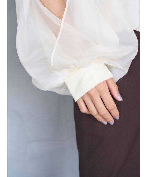 SNIDEL（スナイデル）の「スリットスリーブブラウス（シャツ/ブラウス・レディース・ブラウン/ミント/アイボリー・F）」の10枚目の写真