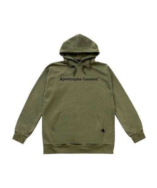 APOSTROPHE COMMA(アポストロフィコンマ)の「ベーシックフルネームロゴフードパーカー(カーキ/ブラック)(パーカー・レディース・カーキ・LARGE/MEDIUM)」の2枚目の写真