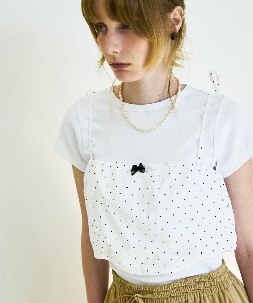 COQUET(コケット)の「Ribbon Dot Tube Top Ivory(ワンピース・レディース・アイボリー・FREE)」の3枚目の写真
