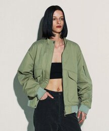 CURRENT（カレント）の「LOOSE FIT BOMBER JACKET [KHAKI]（スタジャン）」