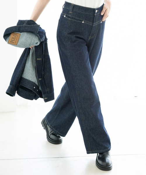 POLO BCS（ポロ ビーシーエス）の「【POLO BCS】デニムワイドパンツ（ポロ/ポロビーシーエス/denim/ワイドパンツ/UVカット/ウォッシャブル）（デニムパンツ・レディース・ライトブルー/インディゴブルー・SMALL/MEDIUM/LARGE/X-LARGE）」の17枚目の写真