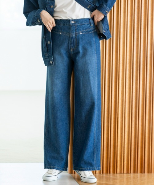 POLO BCS（ポロ ビーシーエス）の「【POLO BCS】デニムワイドパンツ（ポロ/ポロビーシーエス/denim/ワイドパンツ/UVカット/ウォッシャブル）（デニムパンツ・レディース・ライトブルー/インディゴブルー・SMALL/MEDIUM/LARGE/X-LARGE）」の21枚目の写真