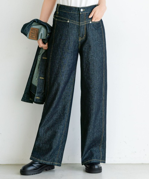 POLO BCS（ポロ ビーシーエス）の「【POLO BCS】デニムワイドパンツ（ポロ/ポロビーシーエス/denim/ワイドパンツ/UVカット/ウォッシャブル）（デニムパンツ・レディース・ライトブルー/インディゴブルー・SMALL/MEDIUM/LARGE/X-LARGE）」の6枚目の写真