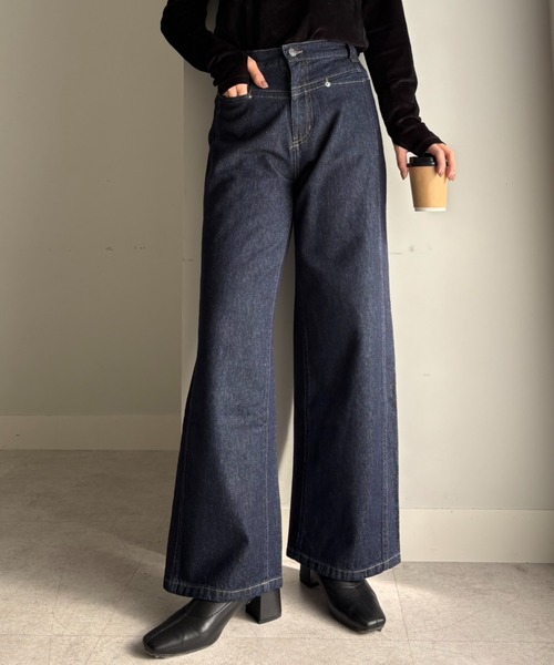 POLO BCS（ポロ ビーシーエス）の「【POLO BCS】デニムワイドパンツ（ポロ/ポロビーシーエス/denim/ワイドパンツ/UVカット/ウォッシャブル）（デニムパンツ・レディース・ライトブルー/インディゴブルー・SMALL/MEDIUM/LARGE/X-LARGE）」の5枚目の写真