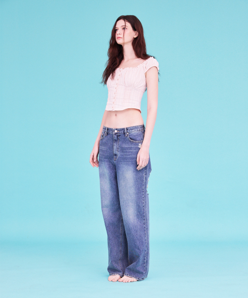 A.R.U（エイアールユー）の「WIDE WASHING DENIM（デニムパンツ・レディース・インディゴブルー・SMALL/MEDIUM/LARGE）」の6枚目の写真