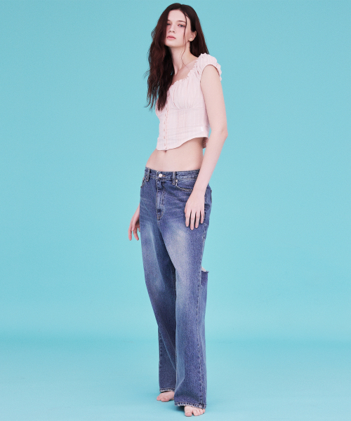 A.R.U（エイアールユー）の「WIDE WASHING DENIM（デニムパンツ・レディース・インディゴブルー・SMALL/MEDIUM/LARGE）」の10枚目の写真