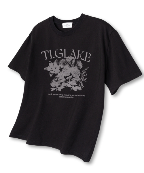 TI.GLAKE(ティーグレイク)の「レットイットフラワー オーバーサイズ 半袖Tシャツ ブラック(Tシャツ/カットソー・メンズ・その他・LARGE/X-LARGE/XX-LARGE)」の1枚目の写真
