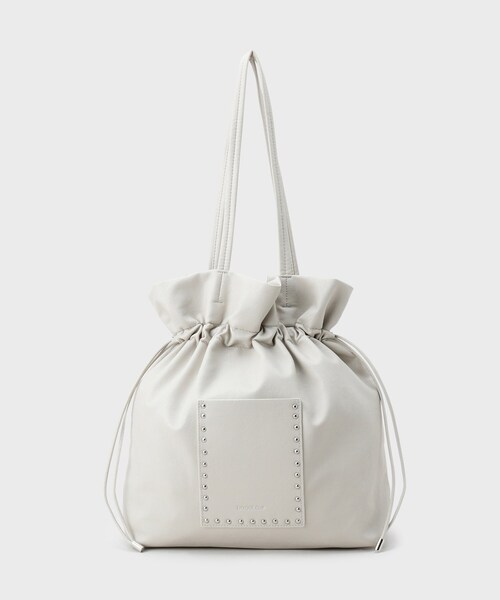 OPAQUE.CLIP(オペークドットクリップ)の「素材アソートドロストデザイン巾着トートバッグ【A4サイズ対応】(トートバッグ・レディース・ブラック系/ダークブラウン系1/アイボリー/ブラック・00)」の9枚目の写真