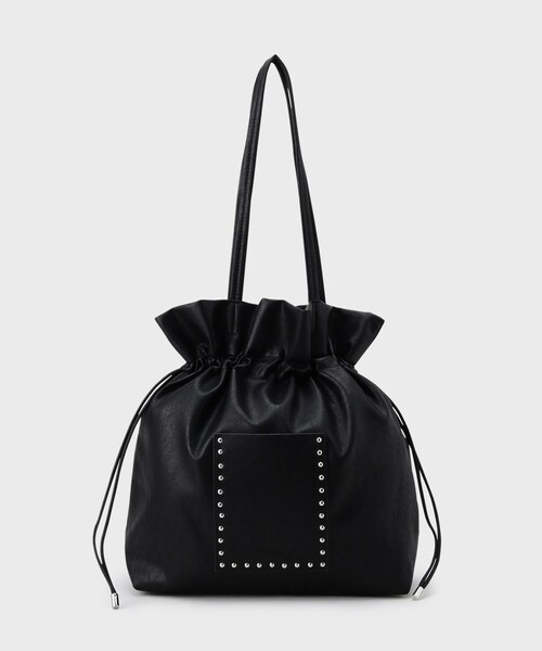 OPAQUE.CLIP(オペークドットクリップ)の「素材アソートドロストデザイン巾着トートバッグ【A4サイズ対応】(トートバッグ・レディース・ブラック系/ダークブラウン系1/アイボリー/ブラック・00)」の10枚目の写真