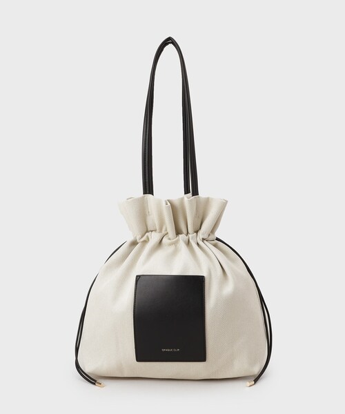 OPAQUE.CLIP(オペークドットクリップ)の「素材アソートドロストデザイン巾着トートバッグ【A4サイズ対応】(トートバッグ・レディース・ブラック系/ダークブラウン系1/アイボリー/ブラック・00)」の11枚目の写真