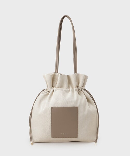 OPAQUE.CLIP(オペークドットクリップ)の「素材アソートドロストデザイン巾着トートバッグ【A4サイズ対応】(トートバッグ・レディース・ブラック系/ダークブラウン系1/アイボリー/ブラック・00)」の12枚目の写真