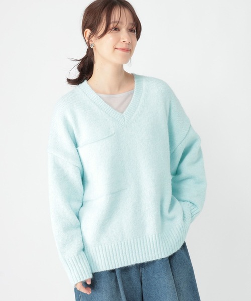 studio CLIP(スタディオクリップ)の「5ゲージBIGポケットニットプルオーバー(ニット/セーター・レディース・ライトブルー/ライトグレー・FREE)」の1枚目の写真
