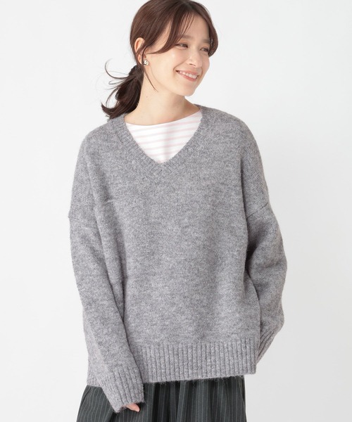 studio CLIP(スタディオクリップ)の「5ゲージBIGポケットニットプルオーバー(ニット/セーター・レディース・ライトブルー/ライトグレー・FREE)」の3枚目の写真