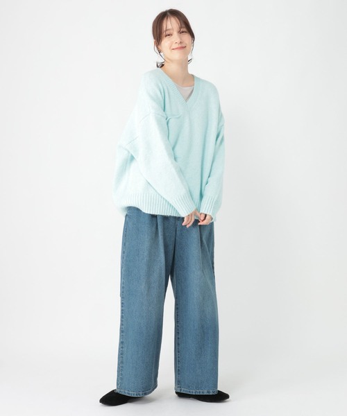 studio CLIP(スタディオクリップ)の「5ゲージBIGポケットニットプルオーバー(ニット/セーター・レディース・ライトブルー/ライトグレー・FREE)」の10枚目の写真