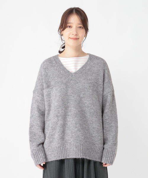 studio CLIP(スタディオクリップ)の「5ゲージBIGポケットニットプルオーバー(ニット/セーター・レディース・ライトブルー/ライトグレー・FREE)」の11枚目の写真