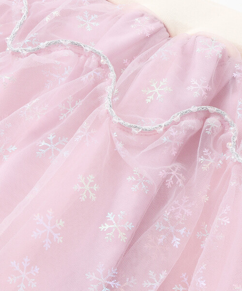 SLAP SLIP（スラップスリップ）の「ふわふわドット雪柄チュールセミフレアスカッツ(80~120cm)（スカート・キッズ・ブルー/ピンク・90cm/100cm/80ｃｍ/120cm/110cm）」の7枚目の写真