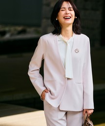 CROSS FUNCTION | 《洗える・シワになりにくい》正解ノーカラージャケット【CROSS FUNCTION/クロスファンクション】(ノーカラージャケット)