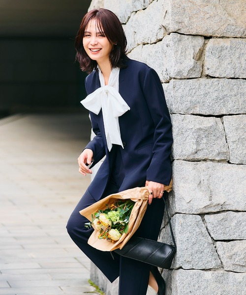 CROSS FUNCTION（クロスファンクション）の「《洗える・シワになりにくい》正解ノーカラージャケット【CROSS FUNCTION/クロスファンクション】（ノーカラージャケット・レディース・ネイビー/ブラック/ライトベージュ・7号/9号/11号/13号/15号）」の7枚目の写真