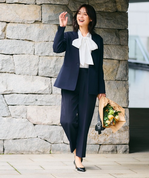 CROSS FUNCTION（クロスファンクション）の「《洗える・シワになりにくい》正解ノーカラージャケット【CROSS FUNCTION/クロスファンクション】（ノーカラージャケット・レディース・ネイビー/ブラック/ライトベージュ・7号/9号/11号/13号/15号）」の14枚目の写真