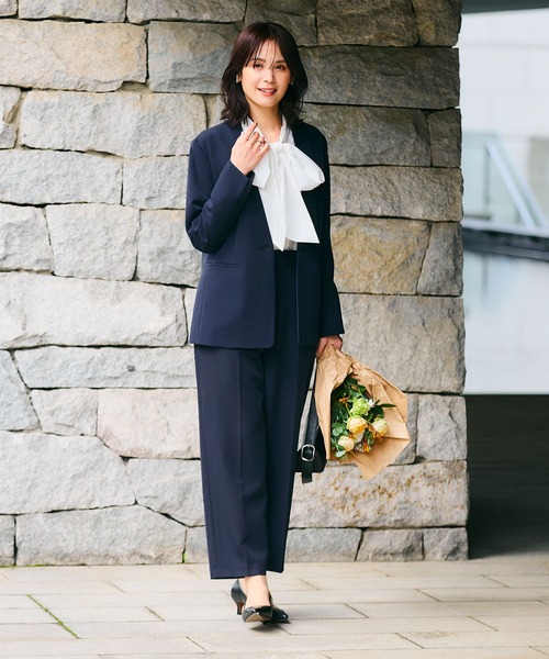 CROSS FUNCTION（クロスファンクション）の「《洗える・シワになりにくい》正解ノーカラージャケット【CROSS FUNCTION/クロスファンクション】（ノーカラージャケット・レディース・ネイビー/ブラック/ライトベージュ・7号/9号/11号/13号/15号）」の15枚目の写真