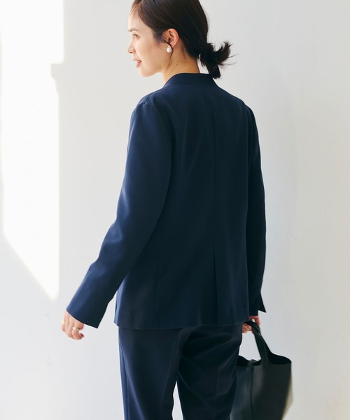 CROSS FUNCTION（クロスファンクション）の「《洗える・シワになりにくい》正解ノーカラージャケット【CROSS FUNCTION/クロスファンクション】（ノーカラージャケット・レディース・ネイビー/ブラック/ライトベージュ・7号/9号/11号/13号/15号）」の20枚目の写真