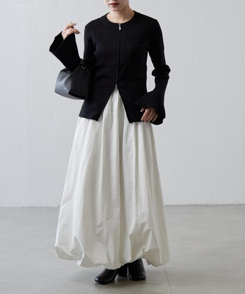 Lui's（ルイス）の「袖フレアZIPニットプルオーバー（ニット/セーター・レディース・グレー/ブラック・FREE）」の7枚目の写真