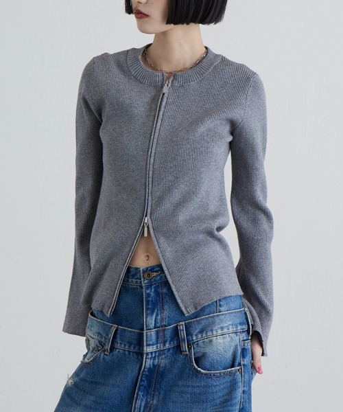 Lui's（ルイス）の「袖フレアZIPニットプルオーバー（ニット/セーター・レディース・グレー/ブラック・FREE）」の17枚目の写真
