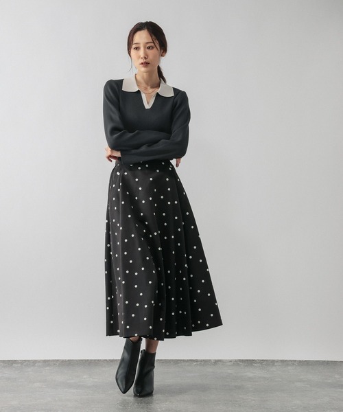 GLOBAL WORK（グローバルワーク）の「ピーチサテンフレアスカート柄/635425（スカート・レディース・ドット/レオパード/ネイビー系8・REGULAR/SHORT）」の12枚目の写真