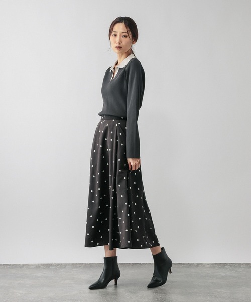 GLOBAL WORK（グローバルワーク）の「ピーチサテンフレアスカート柄/635425（スカート・レディース・ドット/レオパード/ネイビー系8・REGULAR/SHORT）」の13枚目の写真