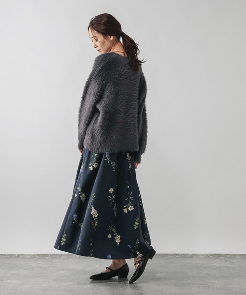 GLOBAL WORK（グローバルワーク）の「ピーチサテンフレアスカート柄/635425（スカート・レディース・ドット/レオパード/ネイビー系8・REGULAR/SHORT）」の4枚目の写真