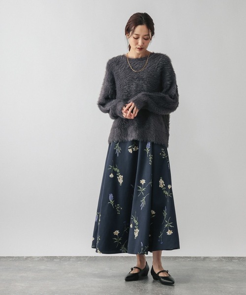 GLOBAL WORK（グローバルワーク）の「ピーチサテンフレアスカート柄/635425（スカート・レディース・ドット/レオパード/ネイビー系8・REGULAR/SHORT）」の5枚目の写真