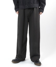 Salong hameu（サロン ハミュー）の「ストライプ・チェック柄 ワンタックワイドパンツ/スラックス/ユニセックス（スラックス）」