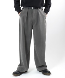 Salong hameu（サロン ハミュー）の「ストライプ・チェック柄 ワンタックワイドパンツ/スラックス/ユニセックス（スラックス）」