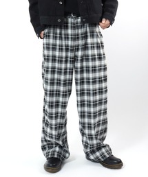 Salong hameu（サロン ハミュー）の「ストライプ・チェック柄 ワンタックワイドパンツ/スラックス/ユニセックス（スラックス）」