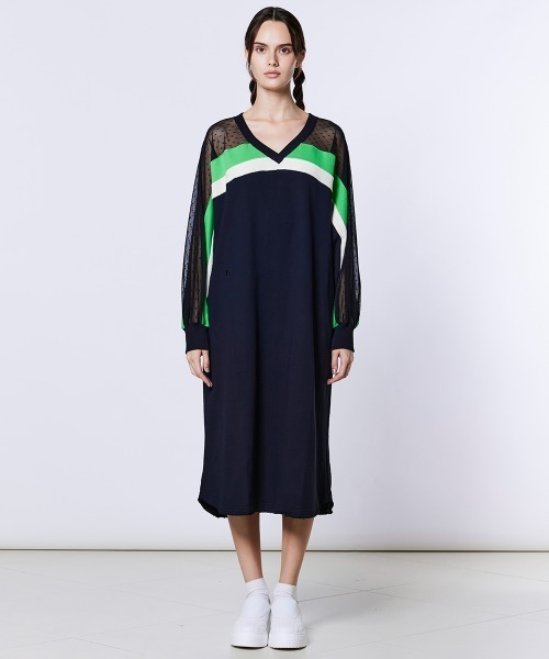 DOUBLE STANDARD CLOTHING(ダブルスタンダードクロージング)の「裏毛ドットチュールワンピース(ワンピース・レディース・ブラック/オフホワイト・38)」の3枚目の写真