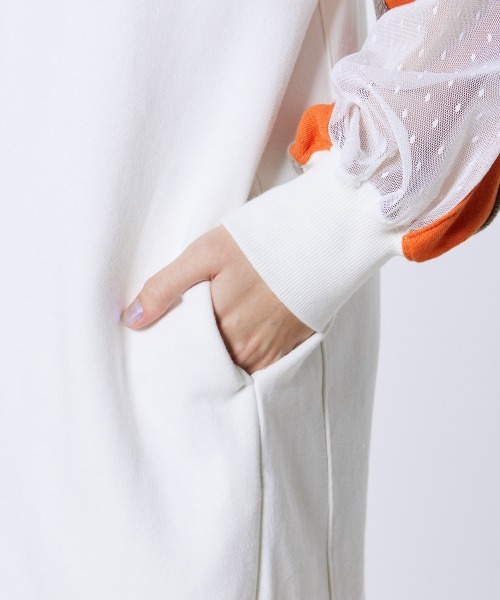 DOUBLE STANDARD CLOTHING(ダブルスタンダードクロージング)の「裏毛ドットチュールワンピース(ワンピース・レディース・ブラック/オフホワイト・38)」の11枚目の写真
