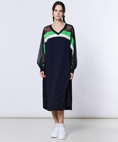 DOUBLE STANDARD CLOTHING(ダブルスタンダードクロージング)の「裏毛ドットチュールワンピース(ワンピース・レディース・ブラック/オフホワイト・38)」の17枚目の写真