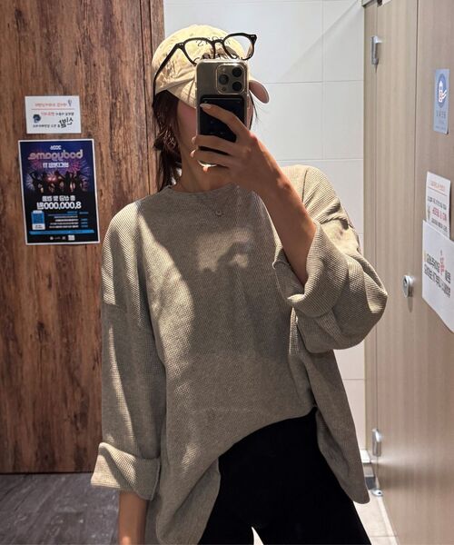JELEVE（ジェイエルブ）の「ワッフルルーズフィットロングスリーブ（Tシャツ/カットソー・メンズ・ホワイト/ブラック/ネイビー/グレー/オリーブ/チャコール・MEDIUM/LARGE/X-LARGE/SMALL）」の17枚目の写真