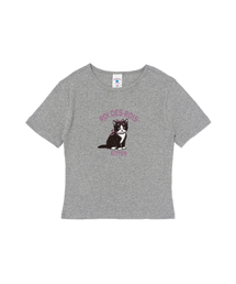 ROIDESROIS（ロワデロワ）の「キトンキャットプリントクロップ半袖Tシャツ（メランジ）（Tシャツ/カットソー）」