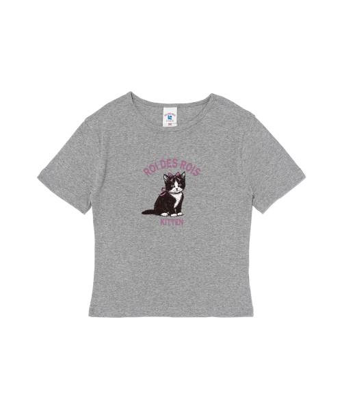 ROIDESROIS(ロワデロワ)の「キトンキャットプリントクロップ半袖Tシャツ(メランジ)(Tシャツ/カットソー・レディース・その他・FREE)」の1枚目の写真