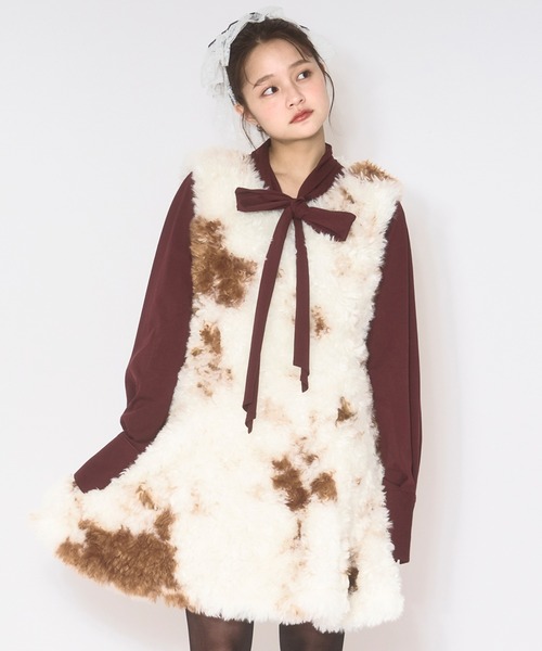 Bibiy. ノースリーブファーミニワンピース F セール】fake fur mini onepiece / フェイクファーミニワンピース