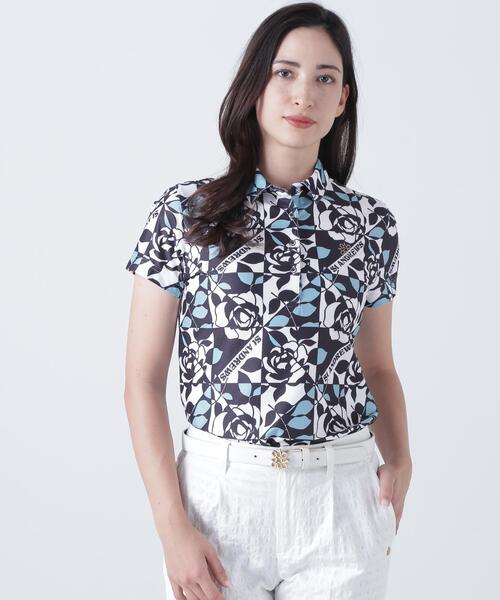 St ANDREWS(セントアンドリュース)の「【St ANDREWS】トリコットメッシュボニースコットランド柄半袖シャツ (WOMENS)(ポロシャツ・レディース・グリーン系その他/ピンク・L/M/S)」の1枚目の写真