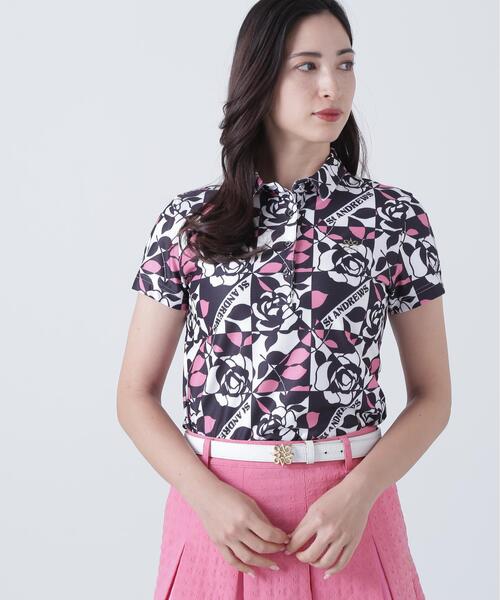 St ANDREWS(セントアンドリュース)の「【St ANDREWS】トリコットメッシュボニースコットランド柄半袖シャツ (WOMENS)(ポロシャツ・レディース・グリーン系その他/ピンク・L/M/S)」の3枚目の写真