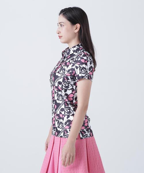 St ANDREWS(セントアンドリュース)の「【St ANDREWS】トリコットメッシュボニースコットランド柄半袖シャツ (WOMENS)(ポロシャツ・レディース・グリーン系その他/ピンク・L/M/S)」の6枚目の写真