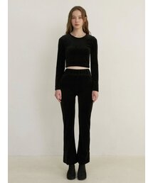velvet top & track pants set up - black