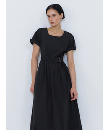 2-Way Sleeve Belted Dress, Black