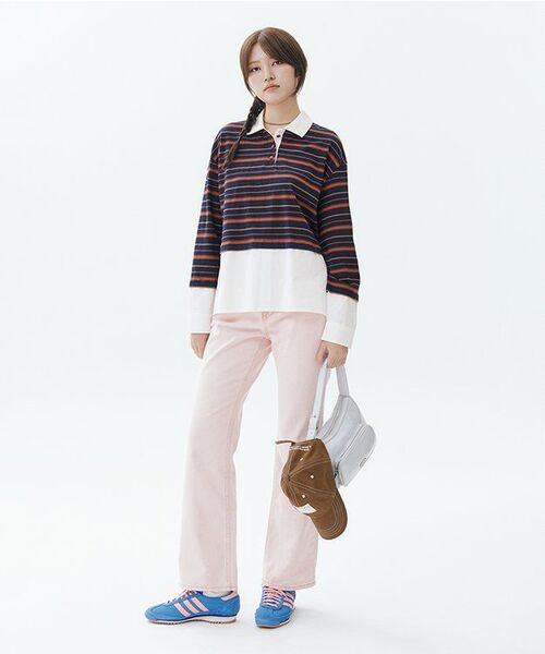 VANONE ATELIER(バノンアトリエ)の「P3194 ピグメントフレアパンツ_ライトピンク(デニムパンツ・レディース・その他・S/M/L)」の2枚目の写真